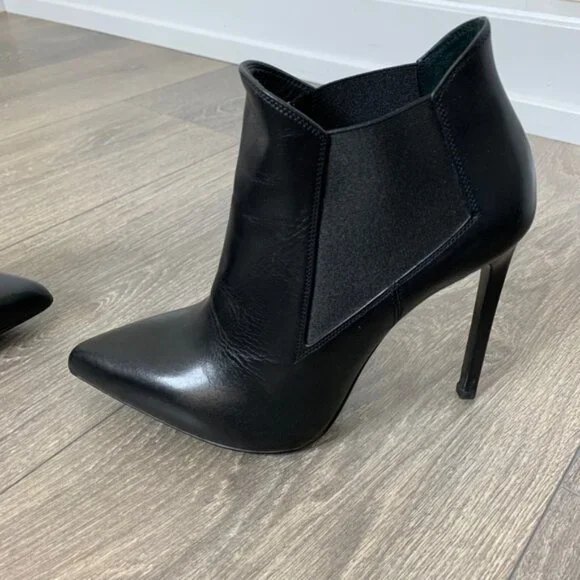 Saint Laurent Classic Paris Ela 110 Ankle Boots Heels Stiletto Calfskin Leather - Picture 6 of 15
